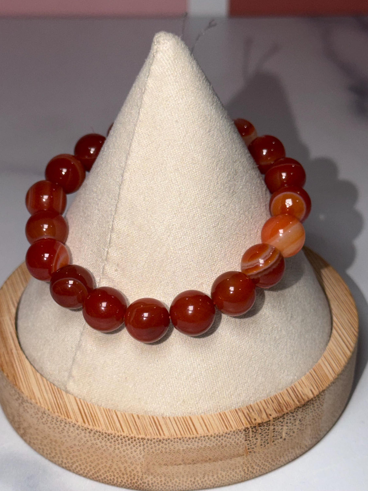 Carnelian Crystal Stretch Beaded Bracelet, Bold Energy, Confidence Jewelry (10mm)
