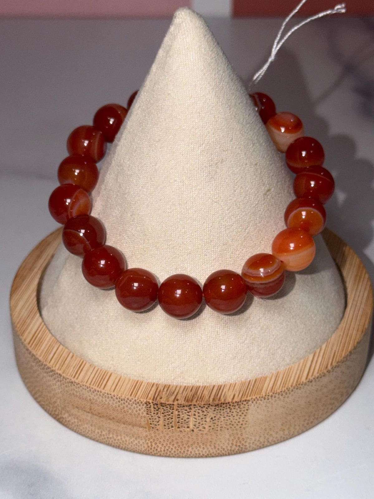 Carnelian Crystal Stretch Beaded Bracelet, Bold Energy, Confidence Jewelry (10mm)