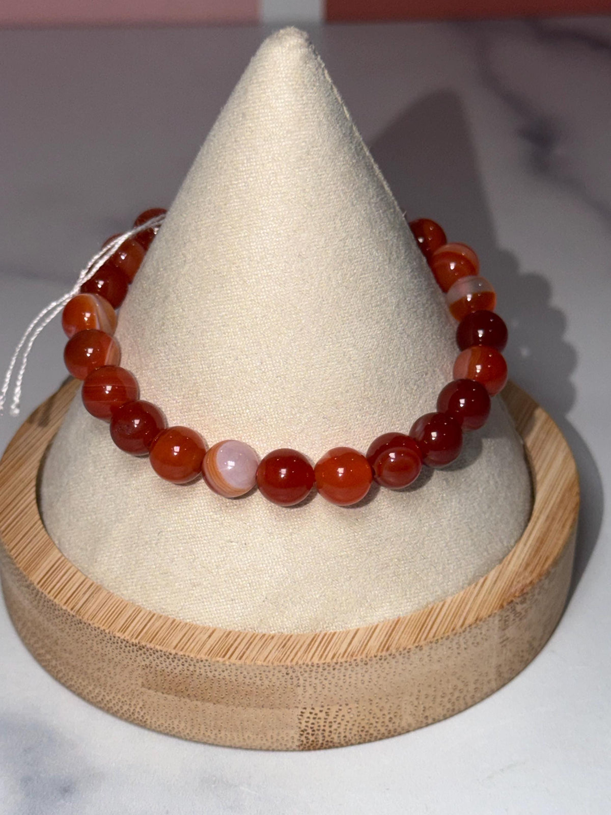 Carnelian Crystal Stretch Beaded Bracelet, Bold Energy, Confidence Jewelry (8.2mm)