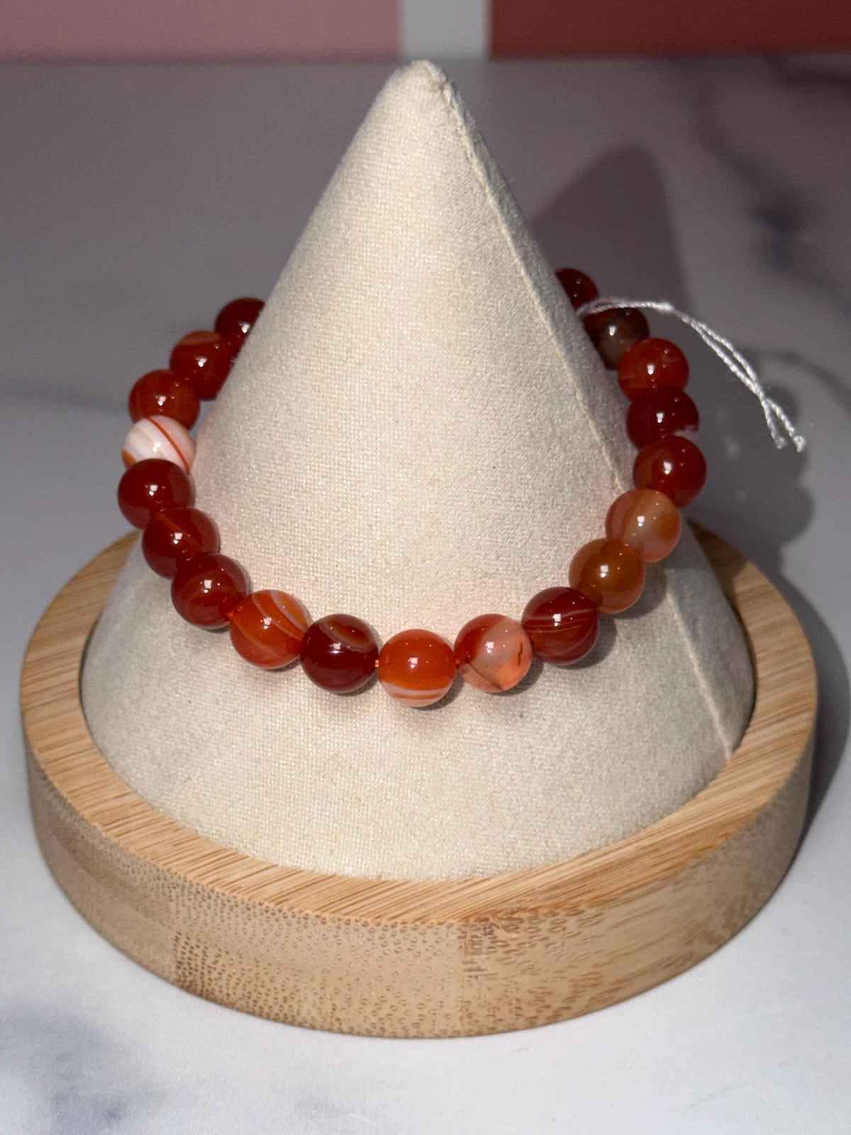 Carnelian Crystal Stretch Beaded Bracelet, Bold Energy, Confidence Jewelry (8.3mm)