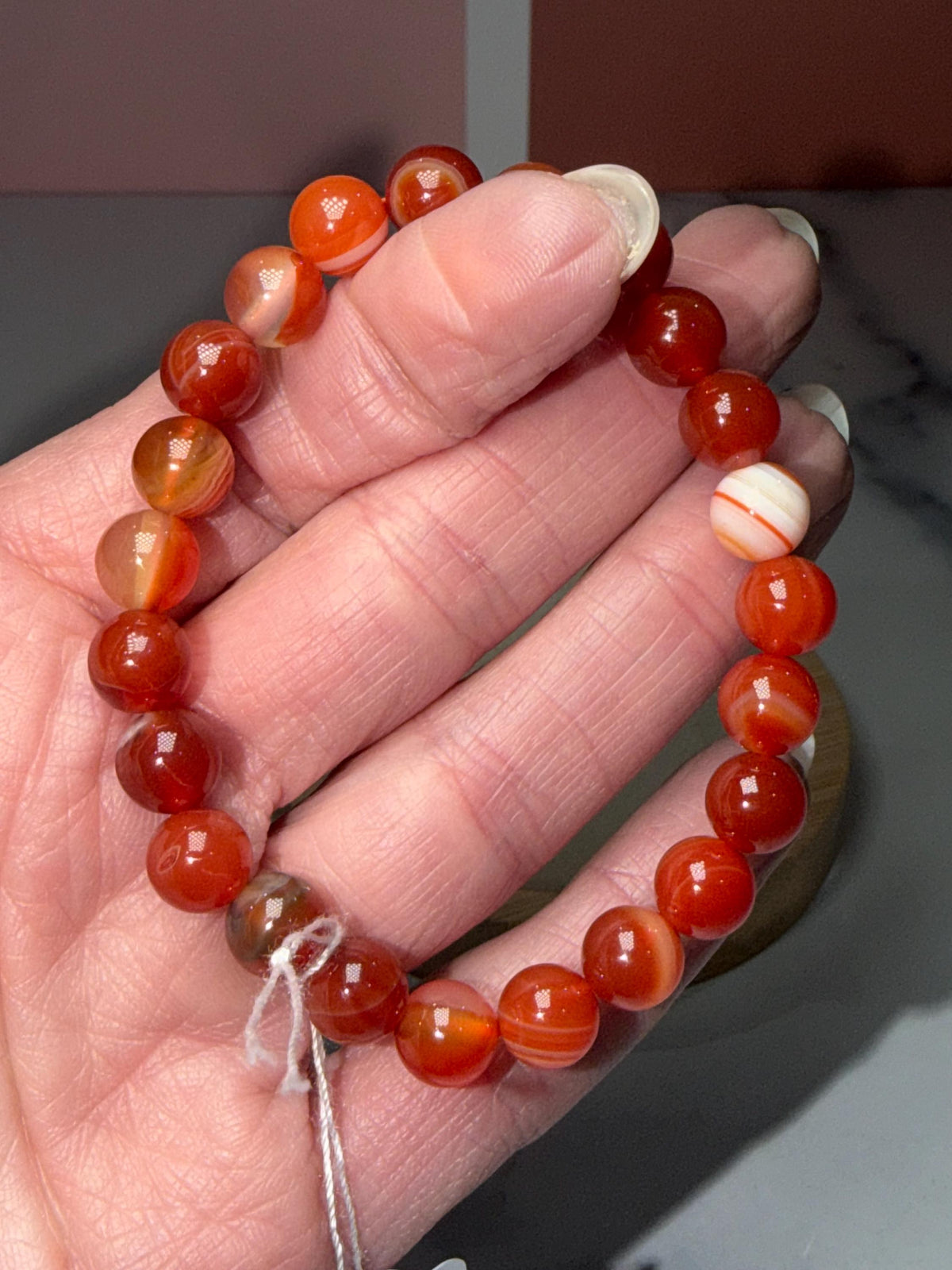 Carnelian Crystal Stretch Beaded Bracelet, Bold Energy, Confidence Jewelry (8.3mm)