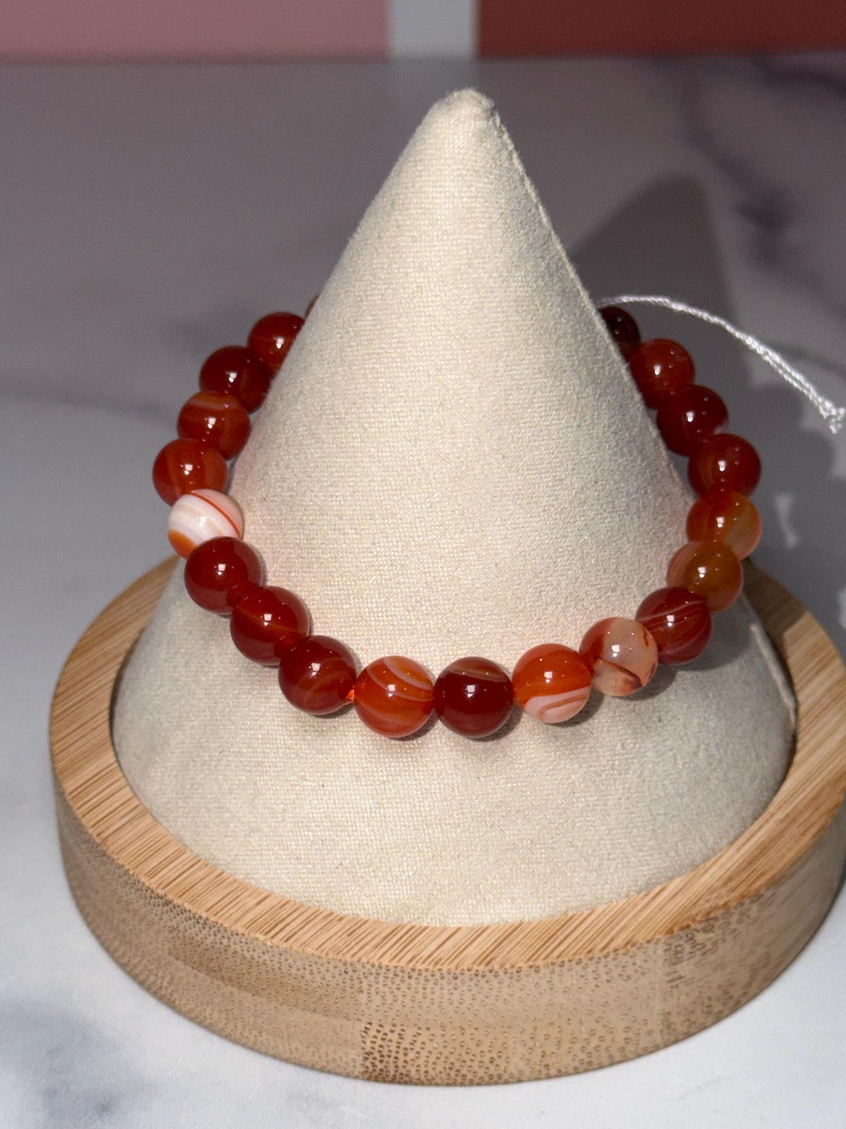 Carnelian Crystal Stretch Beaded Bracelet, Bold Energy, Confidence Jewelry (8.3mm)