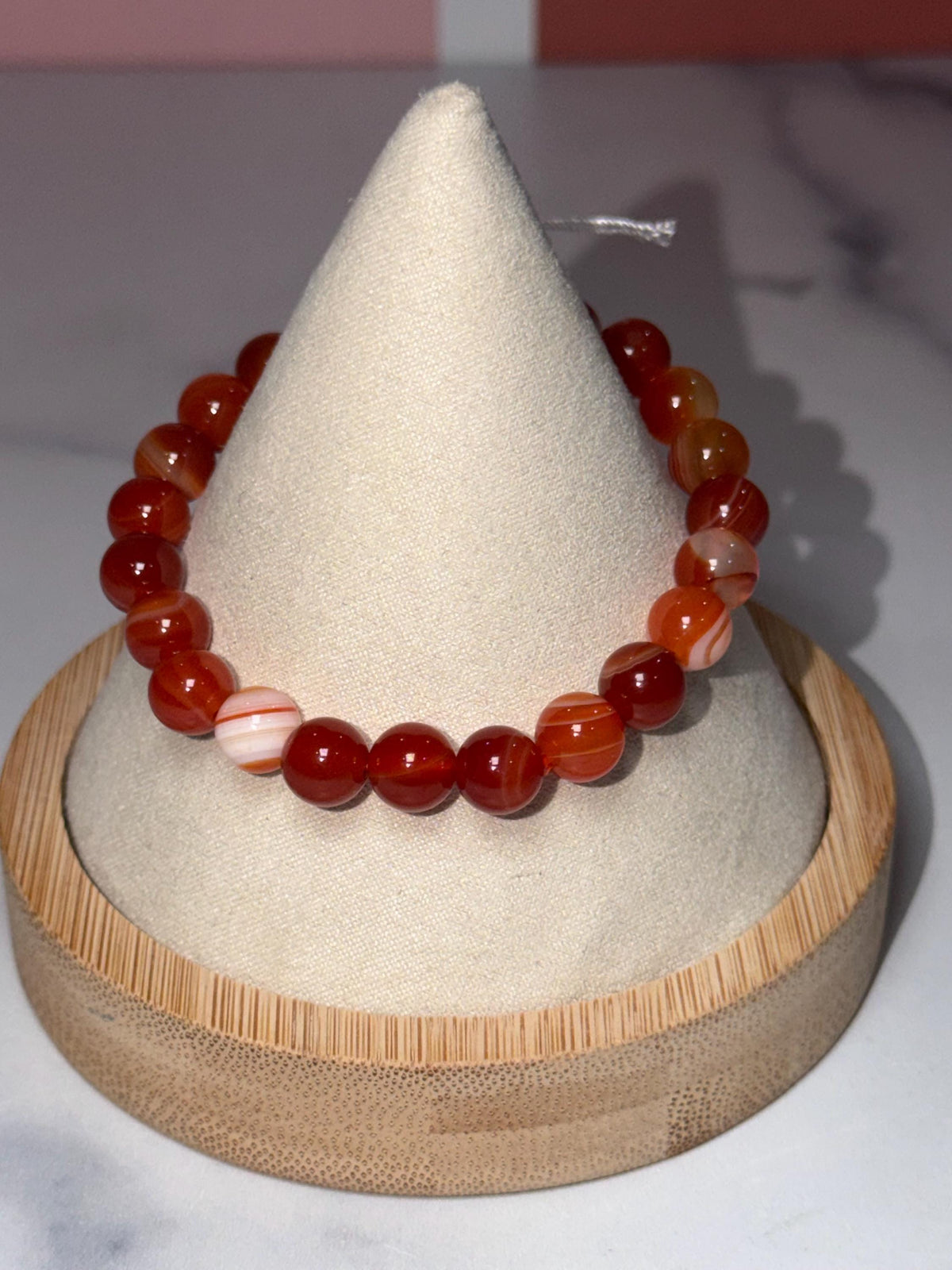 Carnelian Crystal Stretch Beaded Bracelet, Bold Energy, Confidence Jewelry (8.3mm)