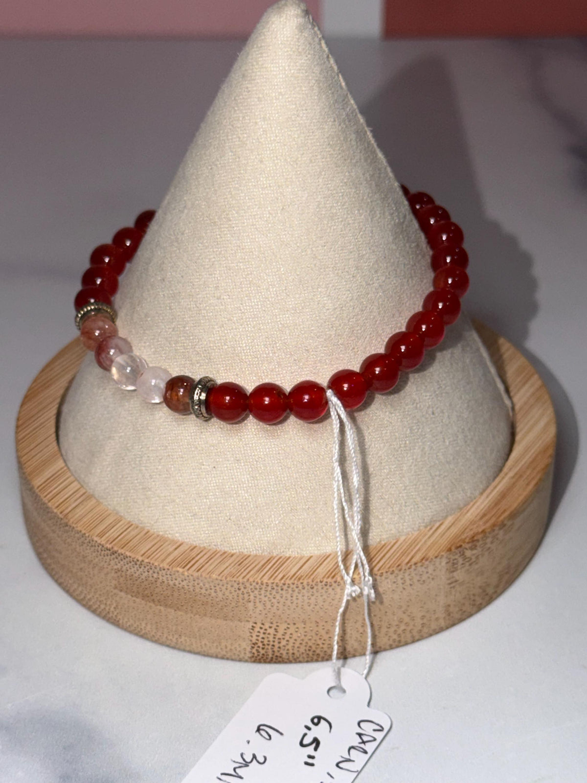 Carnelian & Fire Quartz Stretch Bracelet, Subtle Sparkle Gemstone Jewelry