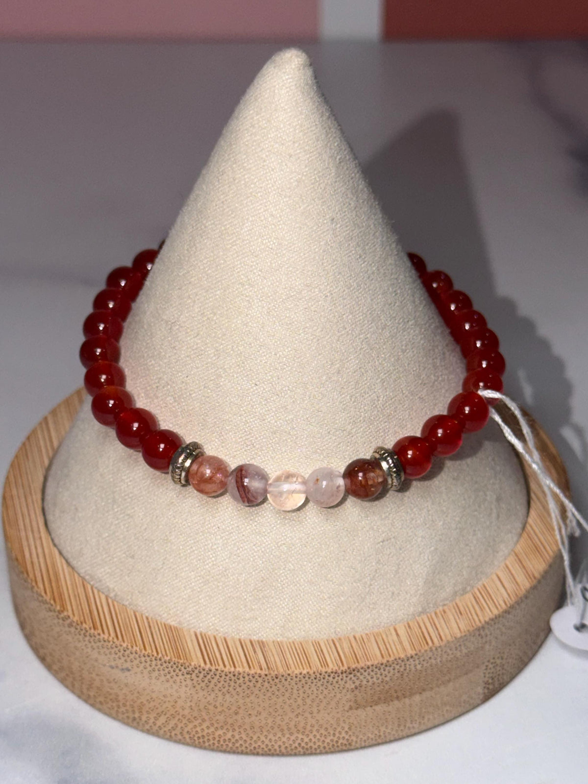 Carnelian & Fire Quartz Stretch Bracelet, Subtle Sparkle Gemstone Jewelry