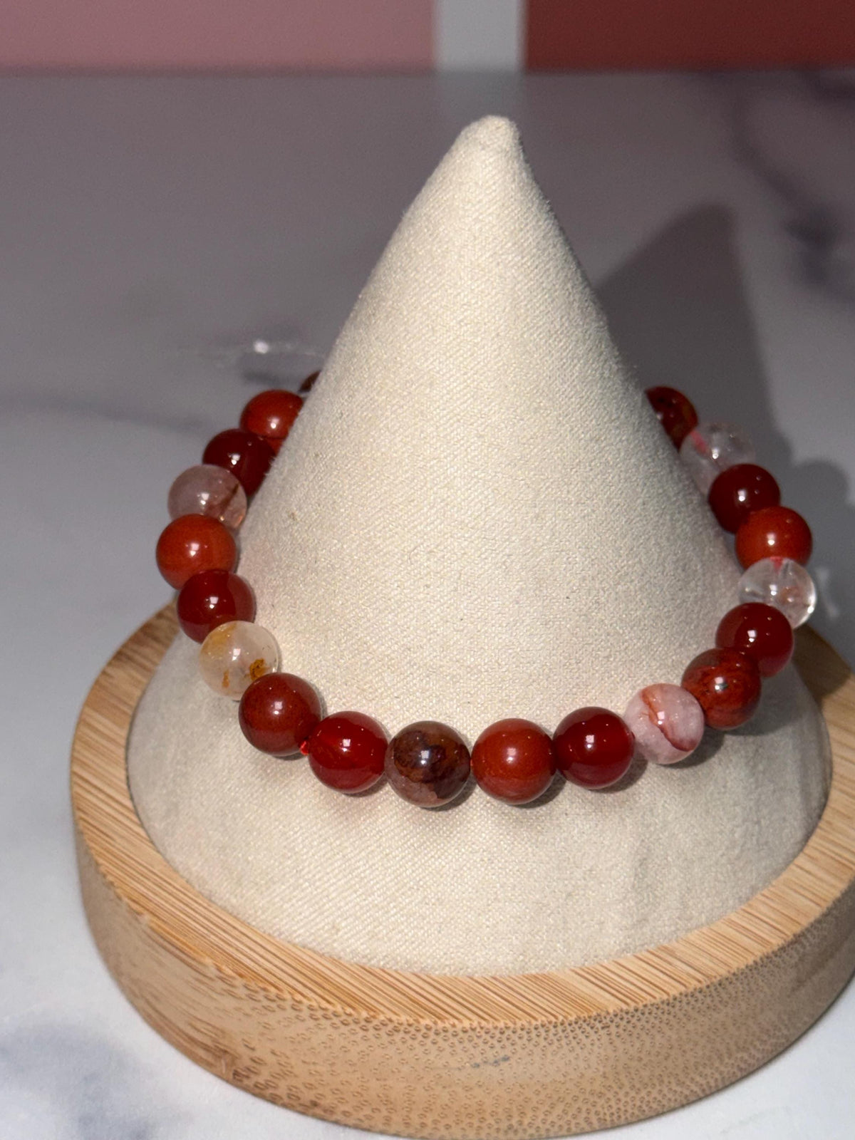 Carnelian, Fire Quartz, Red Jasper Beaded Bracelet, Earth Tone Gemstone Jewelry