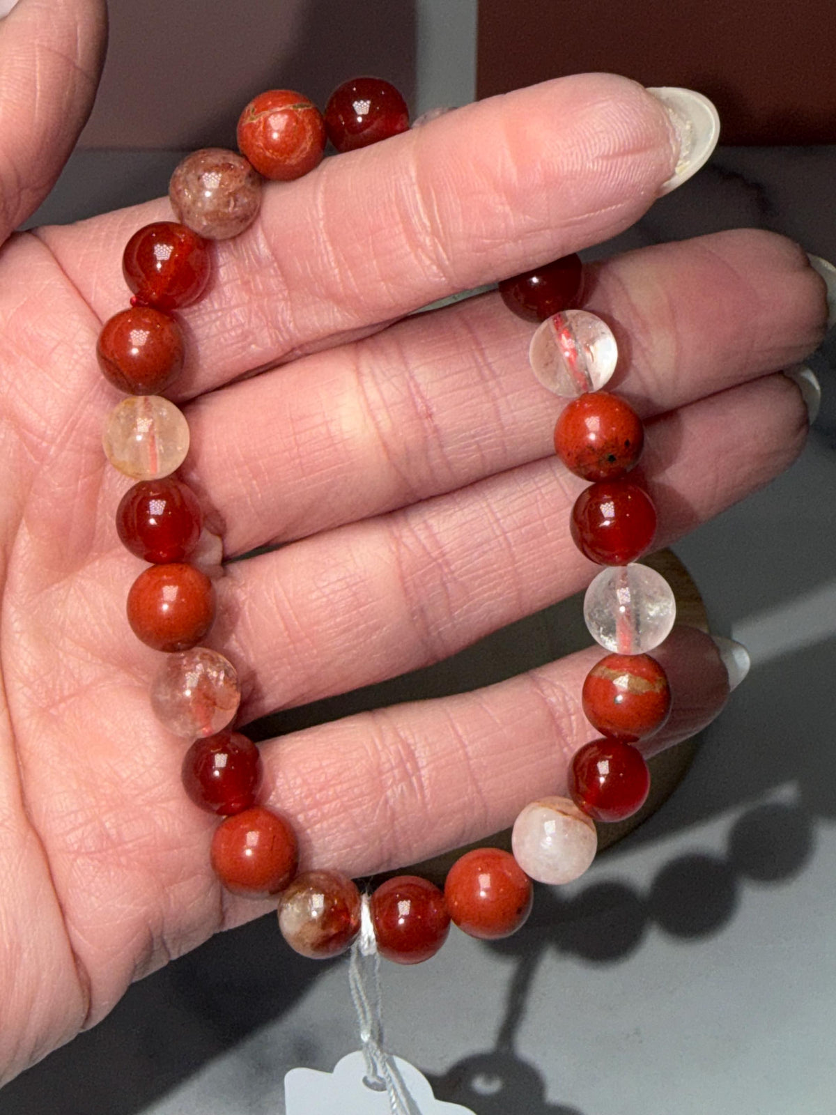 Carnelian, Fire Quartz, Red Jasper Beaded Bracelet, Earth Tone Gemstone Jewelry