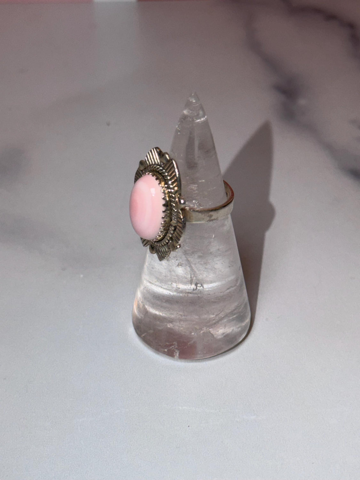 Pink Conch Sterling Silver Ring • Ocean-Inspired Boho Statement Jewelry (size 6)