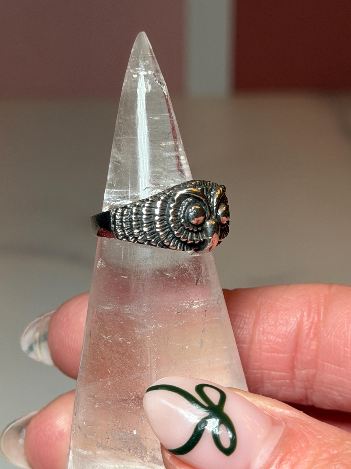 Sterling Silver Owl Ring, Size 6, Symbolic Wisdom Jewelry, Nature Statement Ring