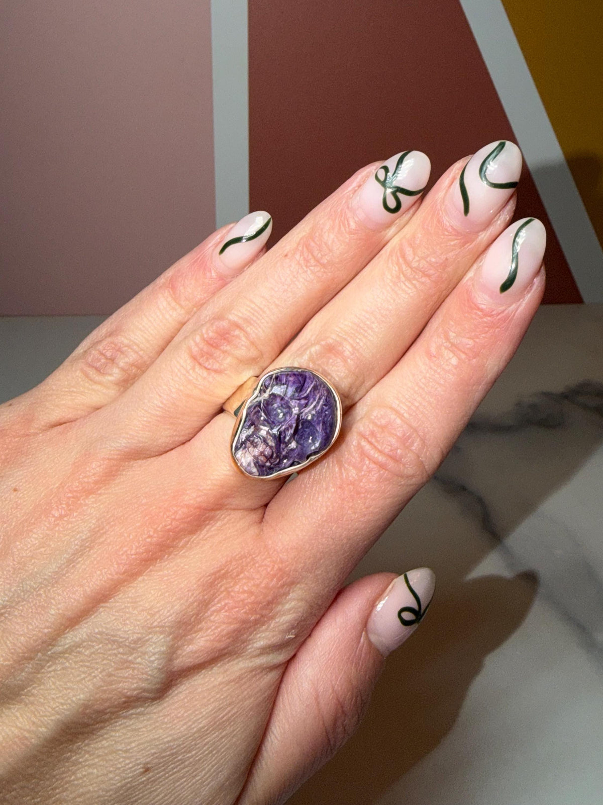 Kammererite Skull Ring • 925 Sterling Silver • Gothic Crystal Jewelry • Size 7