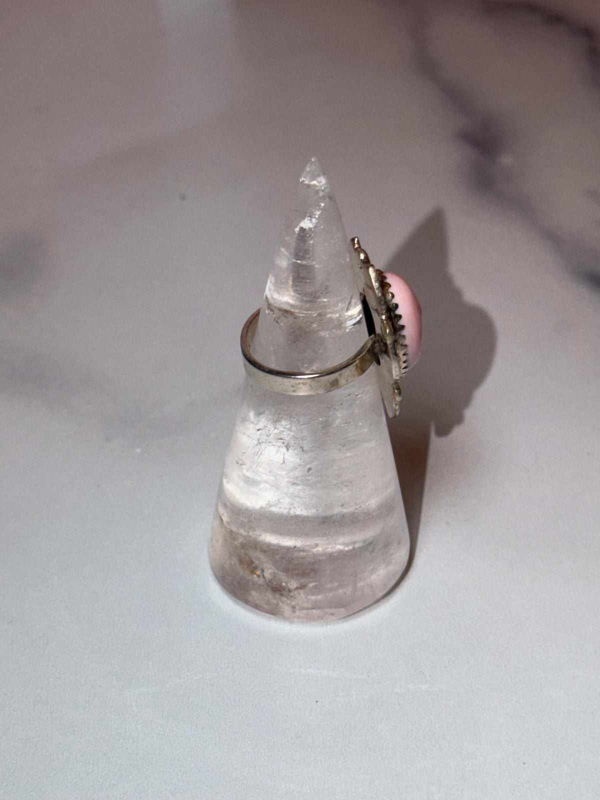 Pink Conch Sterling Silver Ring • Ocean-Inspired Boho Statement Jewelry (size 6)
