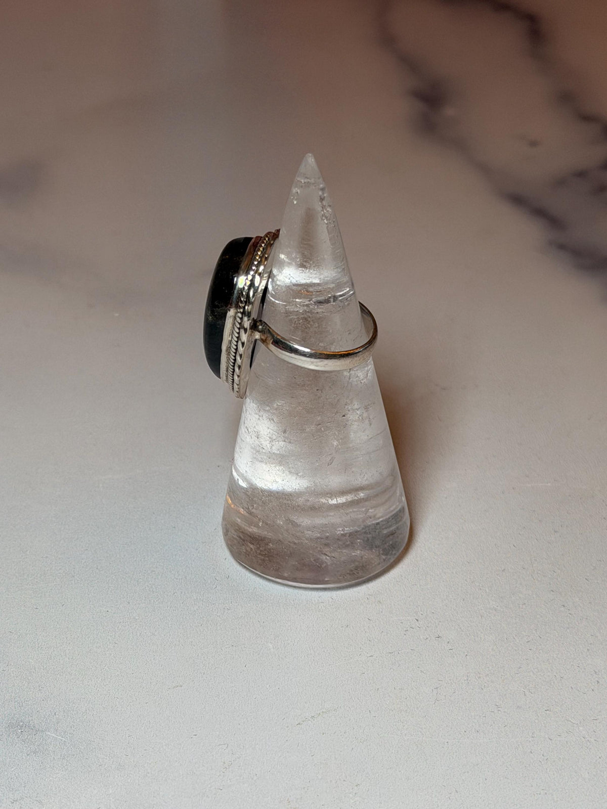 Blue Flash Labradorite Teardrop Ring • Sterling Silver • Boho Gemstone Jewelry (size 6)