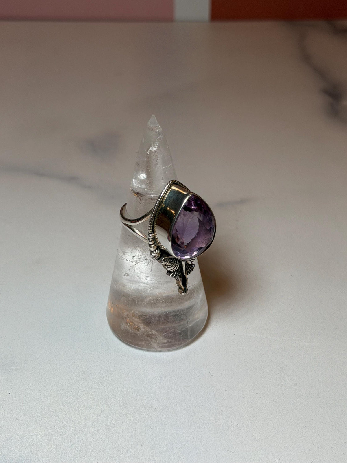 Faceted Amethyst Luna Moth Ring • Sterling Silver • Gothic Boho Crystal Statement Jewelry (size 7)