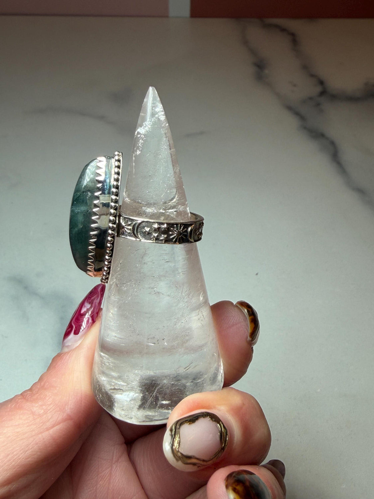 Marquis Labradorite Ring • Sterling Silver • Blue Green Flash Gemstone • Boho Statement Jewelry (size 6.5)