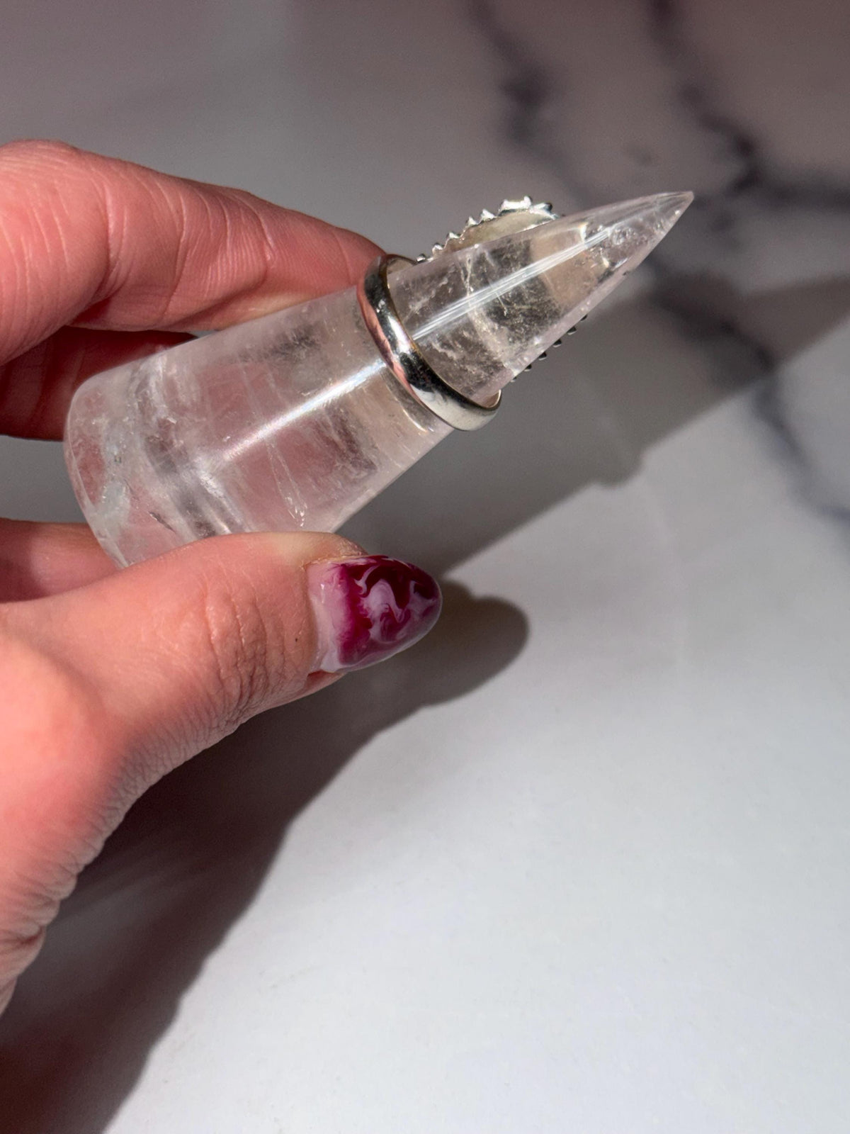 Sterling Silver Tourmaline Quartz Ring • Size 7 Statement Gemstone Boho Jewelry