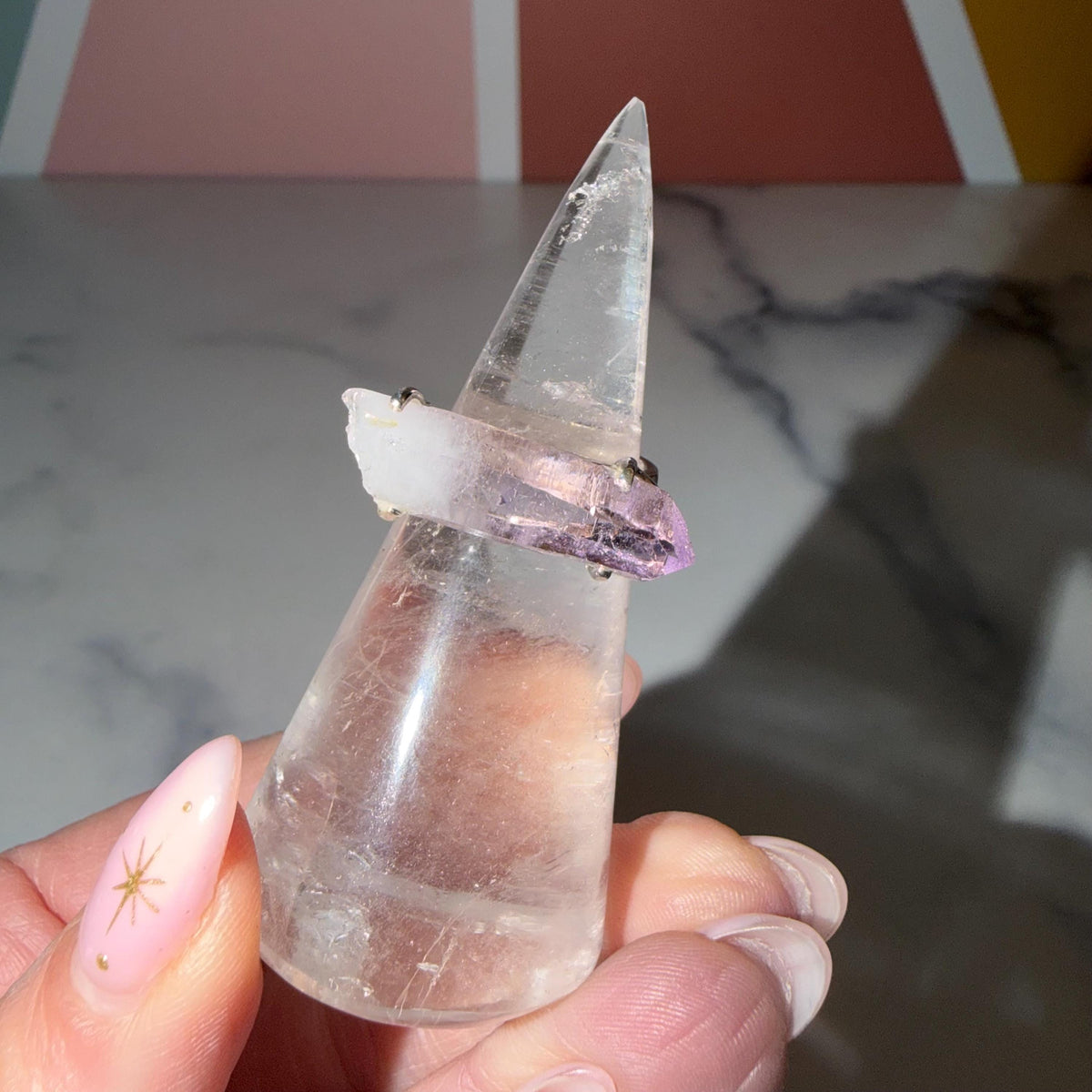 Raw Vera Cruz Amethyst Double Terminated Ring • Sterling Silver Size 7 • Healing Crystal Jewelry