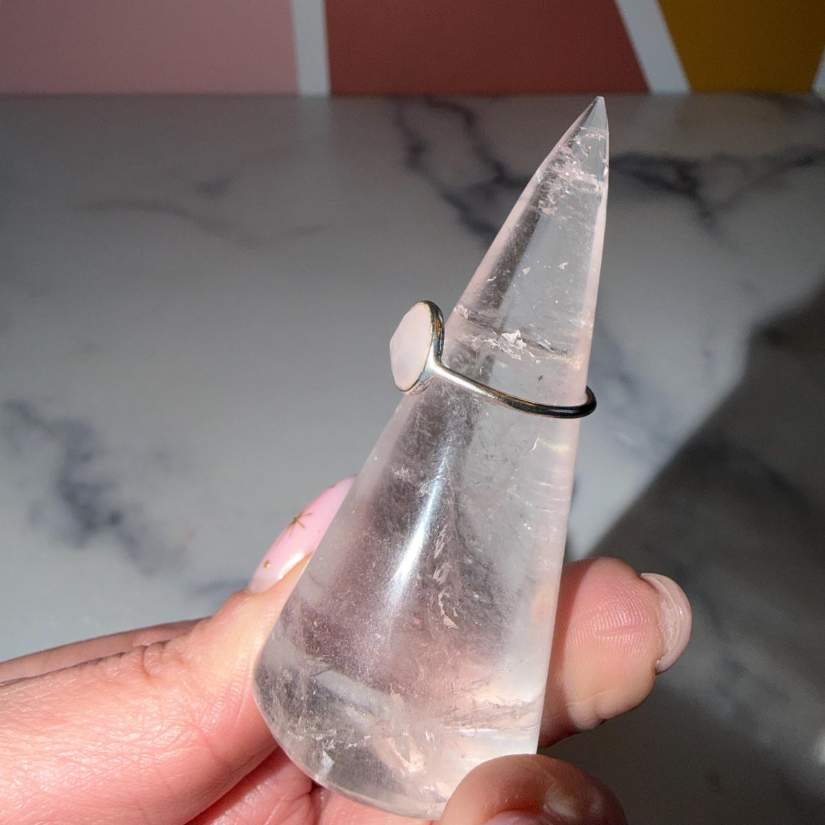 Dainty Rose Quartz Ring • Faceted Sterling Silver Minimalist Jewelry (Size 7)