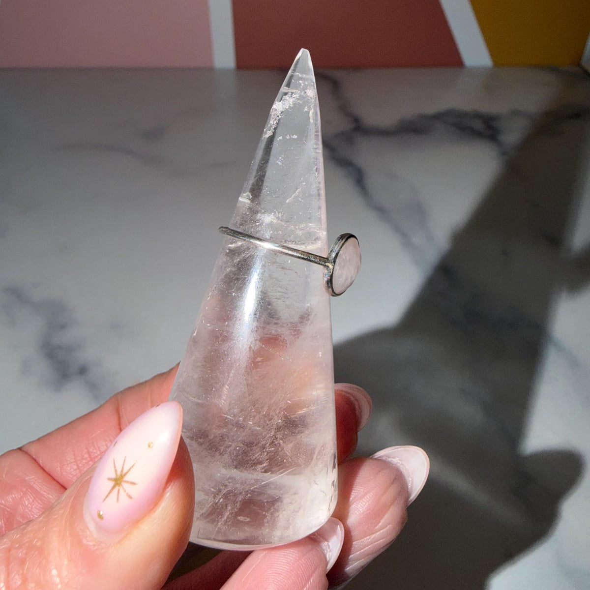 Dainty Rose Quartz Ring • Faceted Sterling Silver Minimalist Jewelry (Size 7)