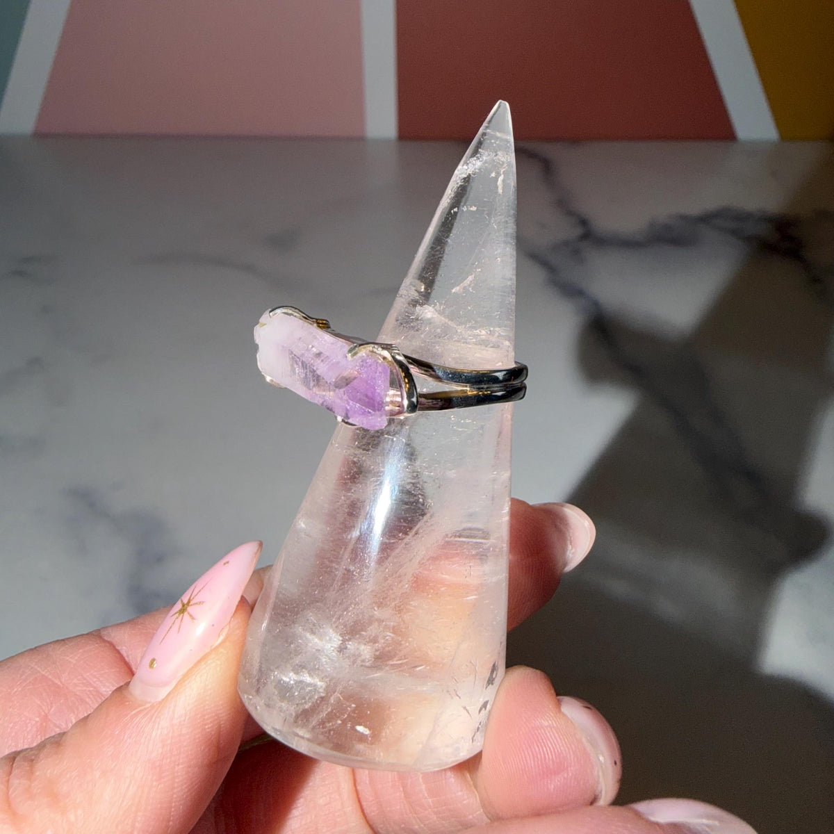 Raw Vera Cruz Amethyst Double Terminated Ring • Sterling Silver Size 7 • Healing Crystal Jewelry