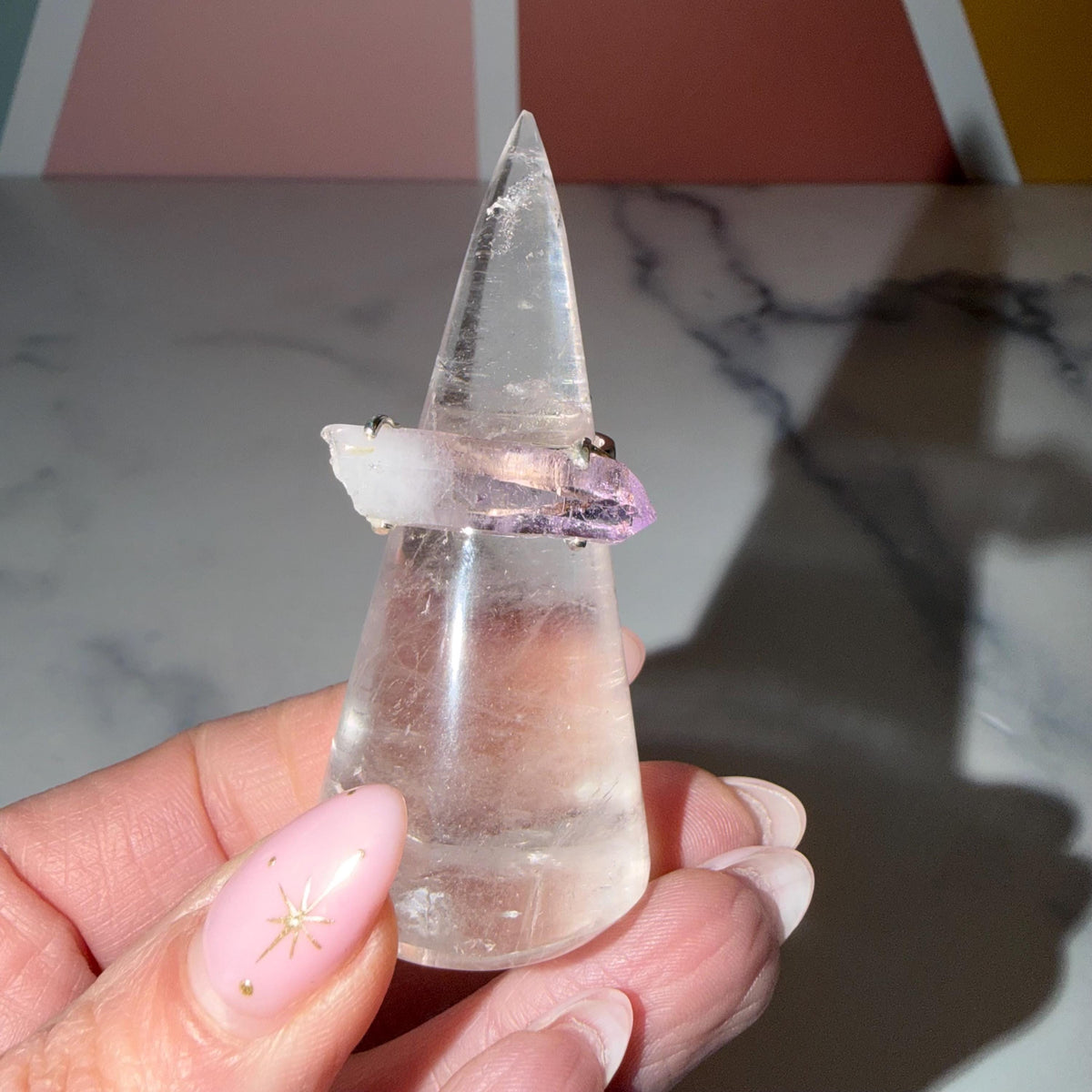 Raw Vera Cruz Amethyst Double Terminated Ring • Sterling Silver Size 7 • Healing Crystal Jewelry