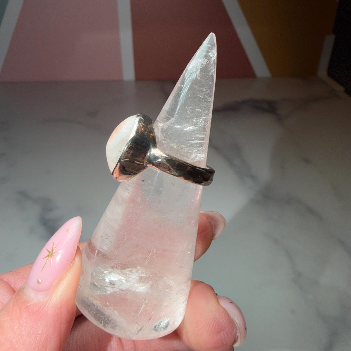 Natrolite Ring Size 7.25, 925 Sterling Silver Crystal Ring Unique Rare Gemstone Jewelry Gift