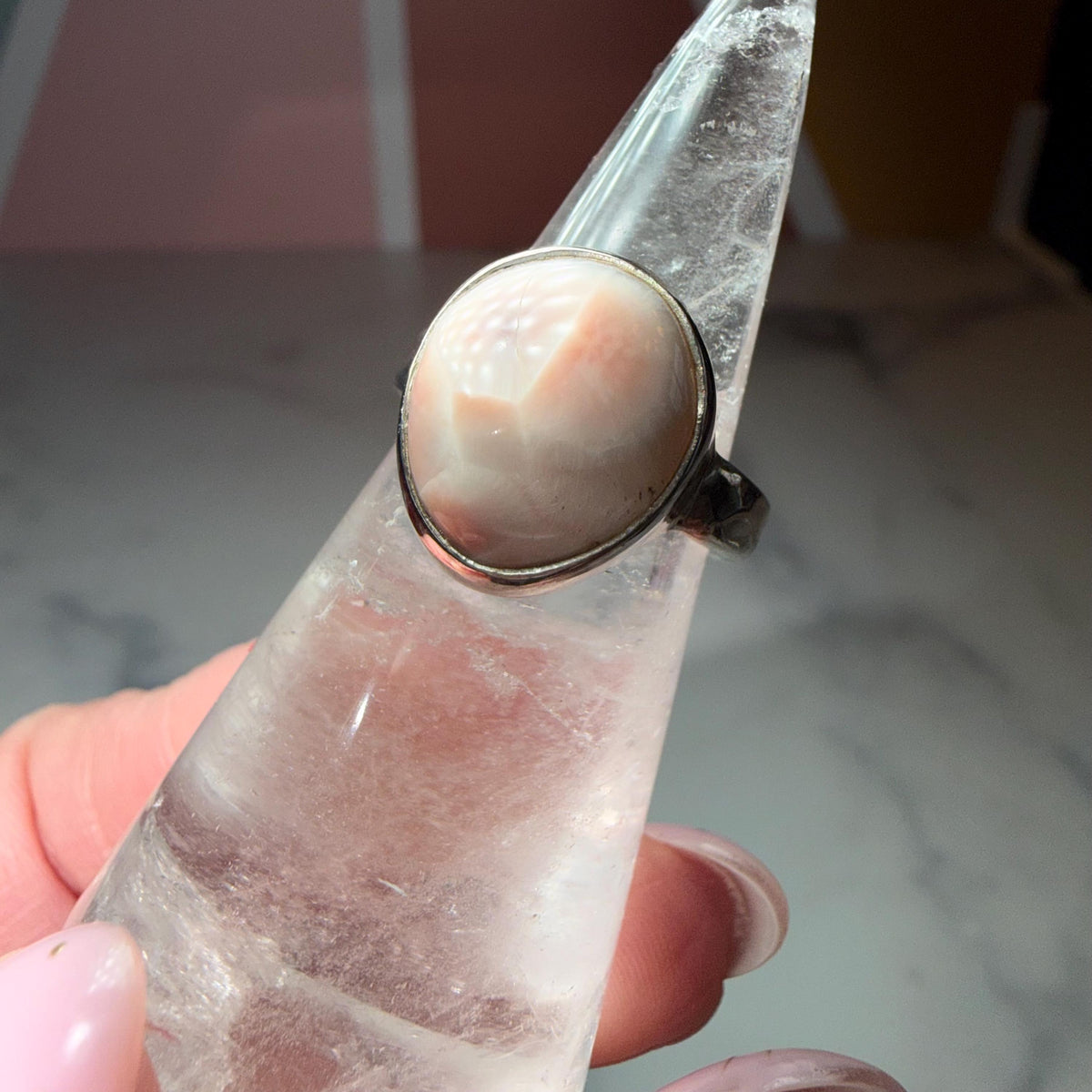 Natrolite Ring Size 7.25, 925 Sterling Silver Crystal Ring Unique Rare Gemstone Jewelry Gift