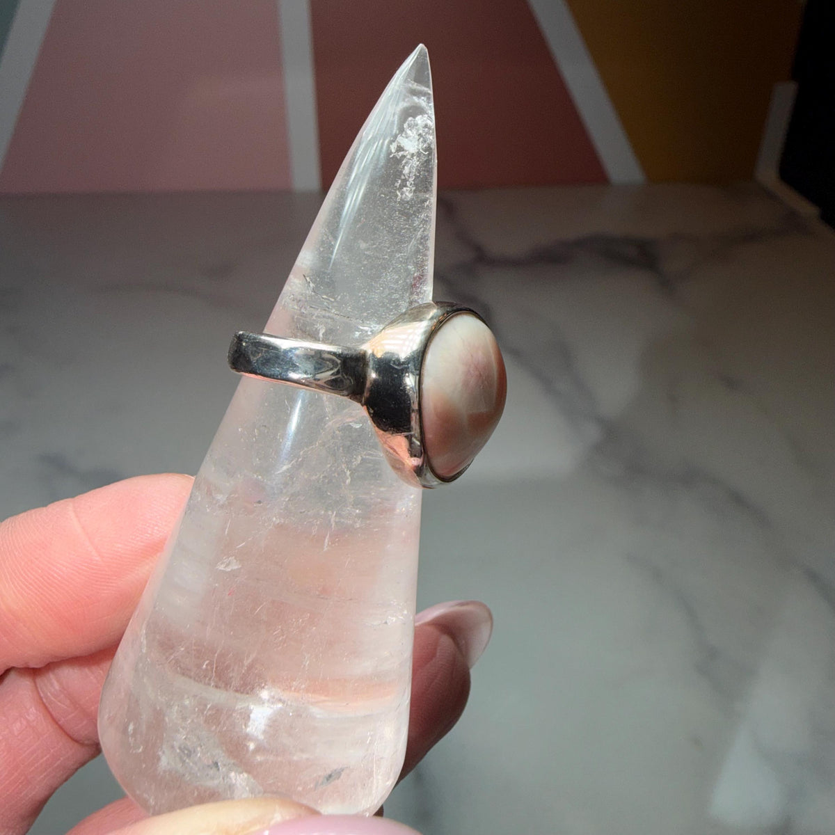 Natrolite Ring Size 7.25, 925 Sterling Silver Crystal Ring Unique Rare Gemstone Jewelry Gift