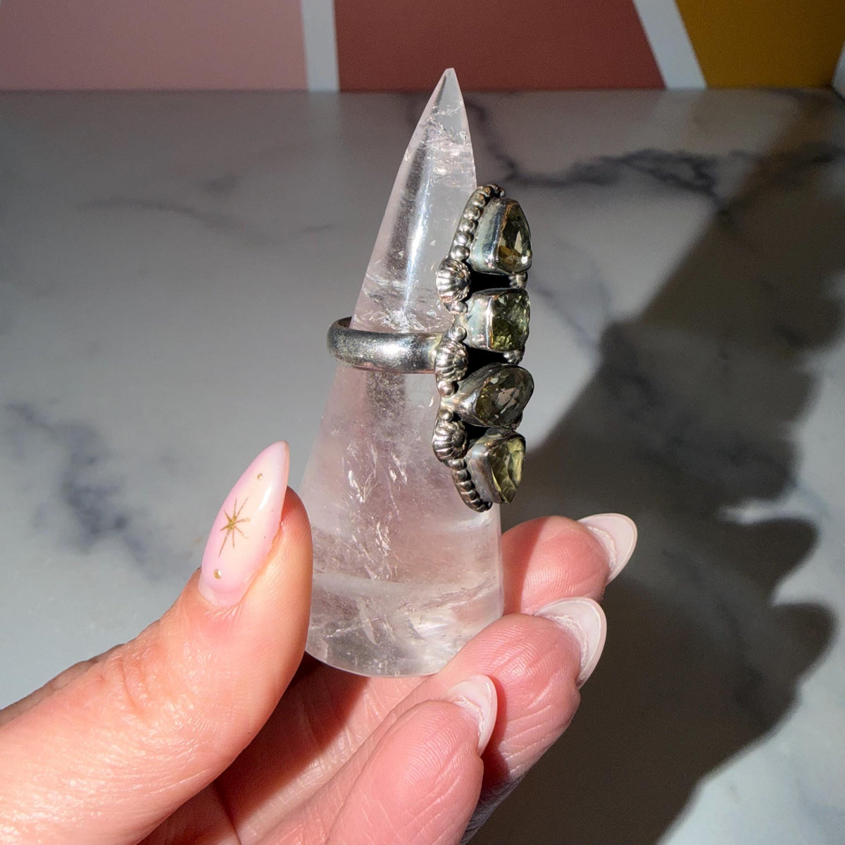 Citrine Multi-Stone Ring • 925 Sterling Silver • Size 7 • Yellow Gemstone Statement Ring • Boho Jewelry