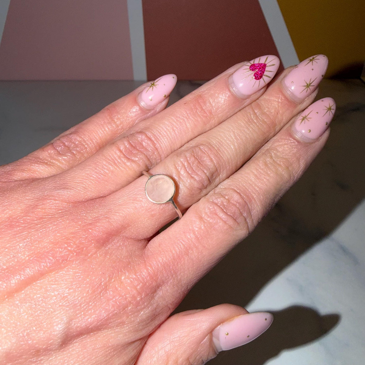 Dainty Rose Quartz Ring • Faceted Sterling Silver Minimalist Jewelry (Size 7)