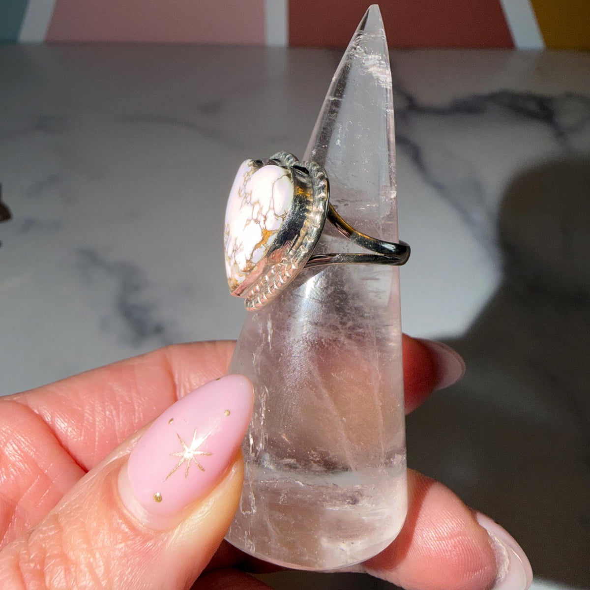 Wild Horse Heart Ring, Sterling Silver, Boho Western Statement Jewelry, Size 6.5