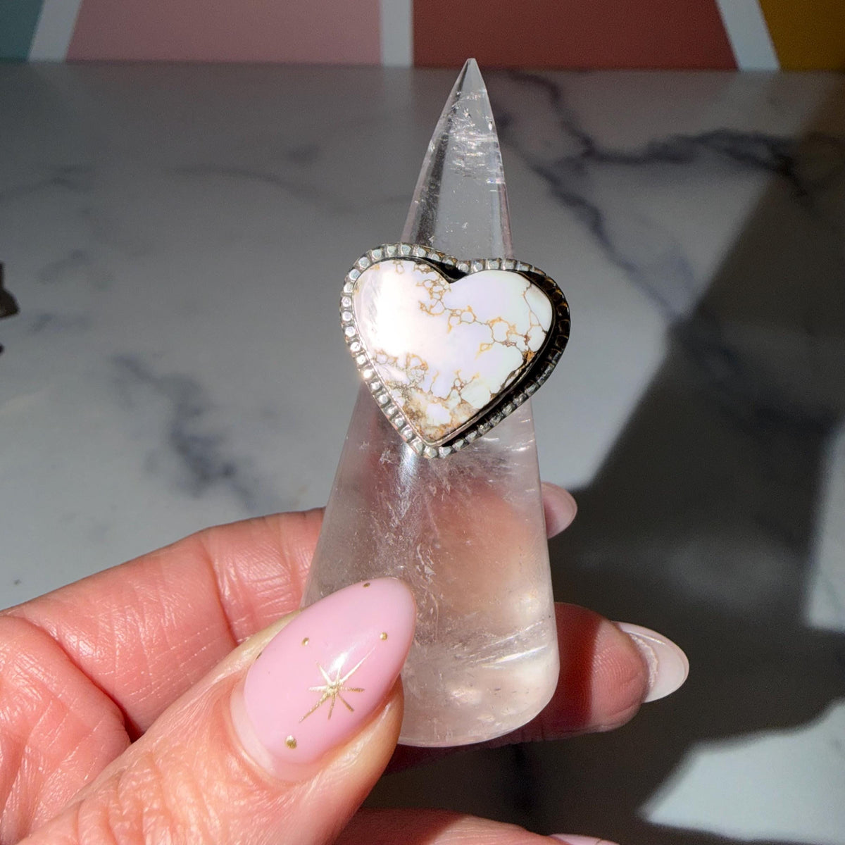 Wild Horse Heart Ring, Sterling Silver, Boho Western Statement Jewelry, Size 6.5