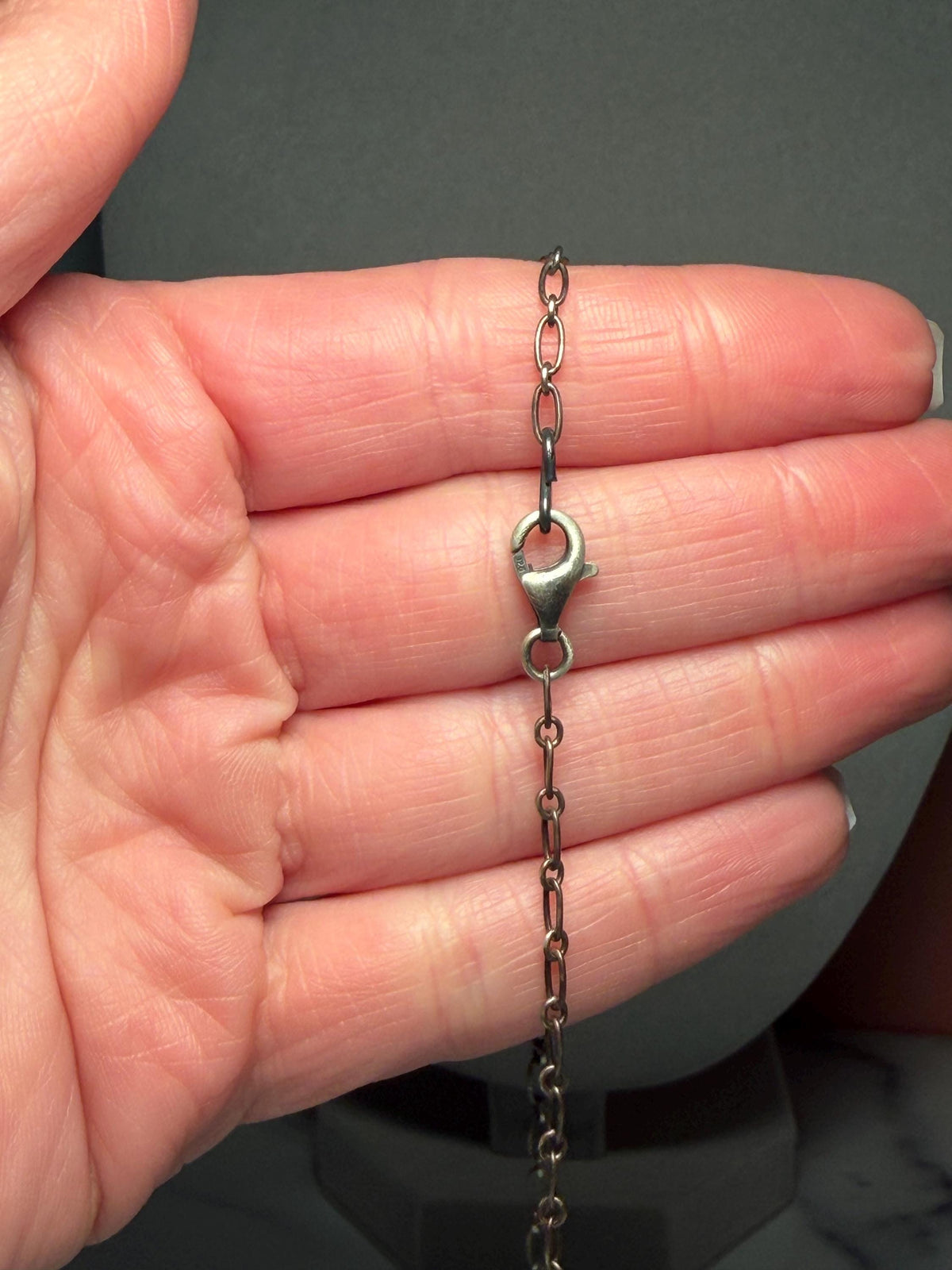 White Buffalo Bar Necklace, 19 Inch Sterling Silver, Native Stamped Statement Jewelry