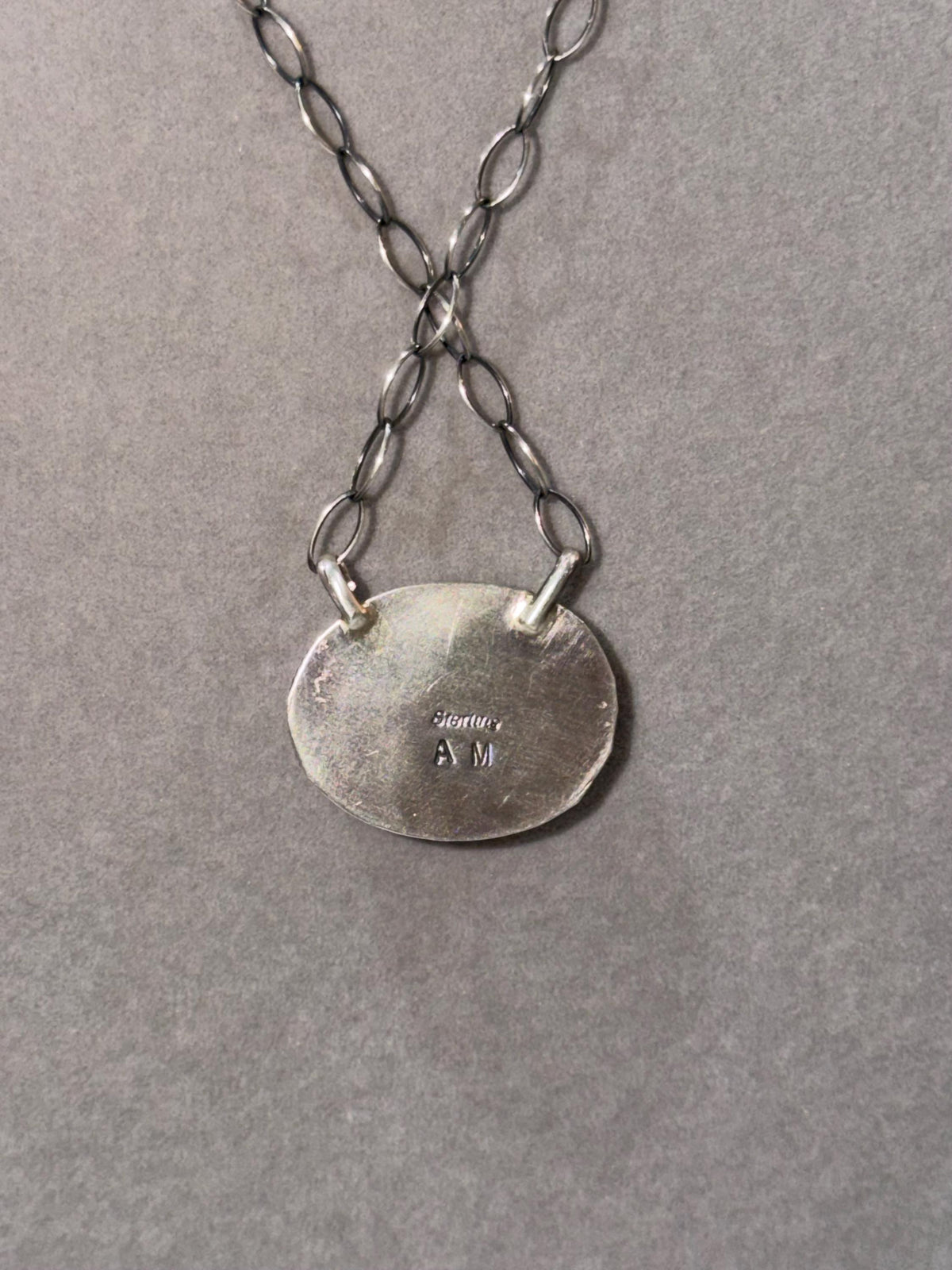 Orange Spiny Oyster Bar Necklace, Sterling Silver, Native Made AM, Southwest Style (19" Chain)