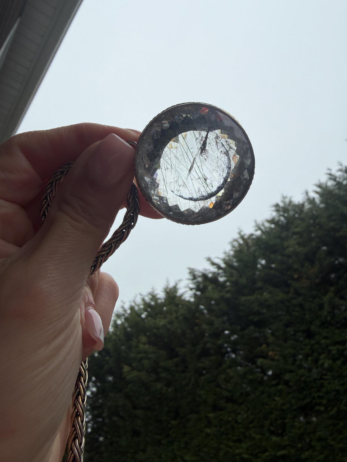 Faceted Rutilated Quartz Pendant, Black Rutile Sterling Silver Ornate Necklace