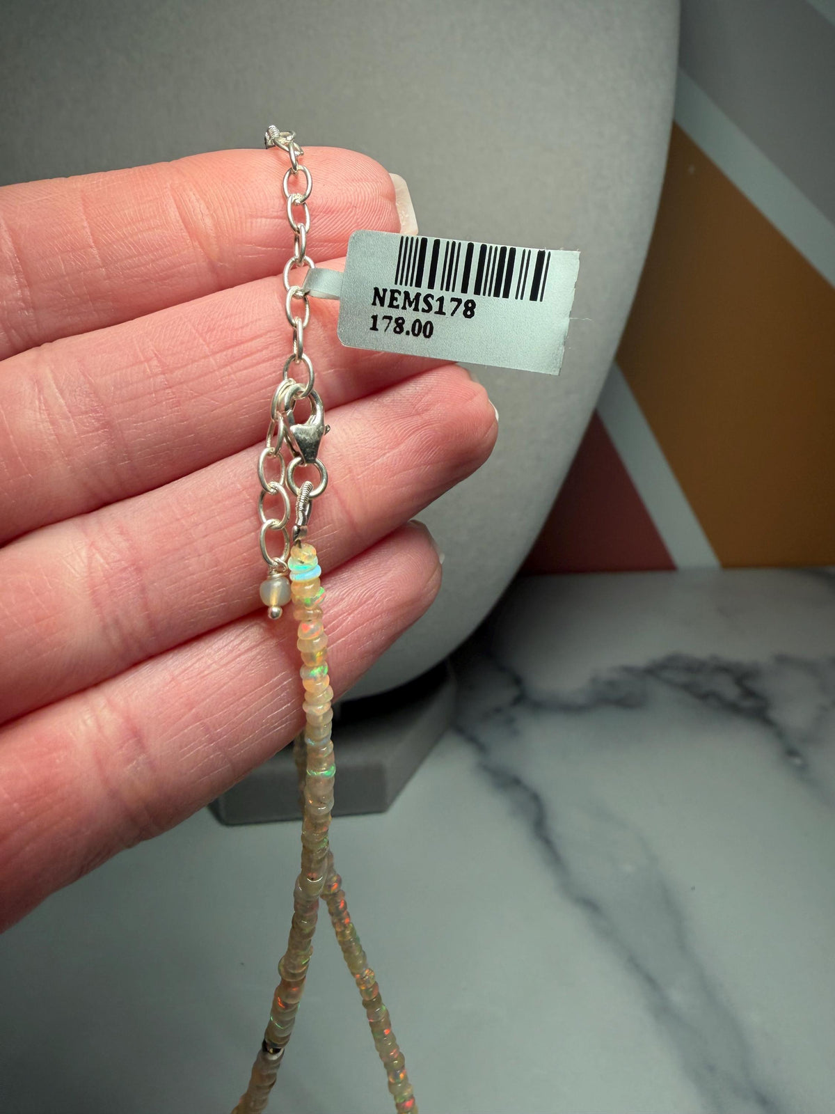 Starborn Creations Ethiopian Opal Beaded Necklace, Sterling Silver, 18 Inch (2 Inch Extender)
