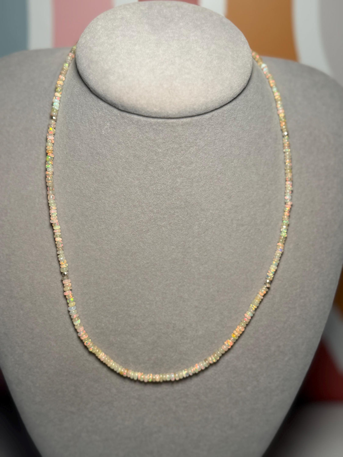 Starborn Creations Ethiopian Opal Beaded Necklace, Sterling Silver, 18 Inch (2 Inch Extender)