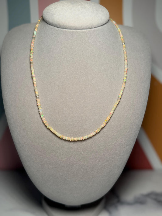 Starborn Creations Ethiopian Opal Beaded Necklace, Sterling Silver, 18 Inch (2 Inch Extender)