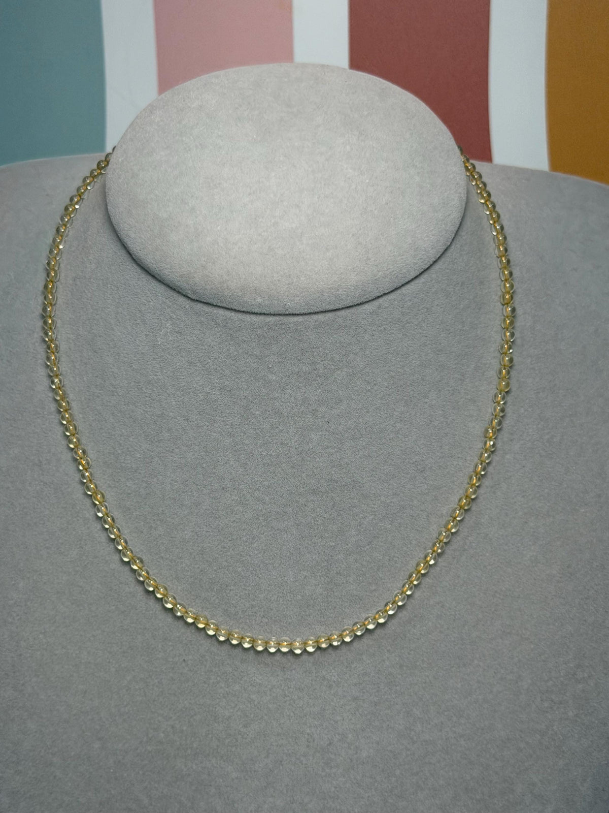 Faceted Citrine Beaded Necklace, 925 Sterling Silver, Dainty Yellow Gemstone, Adjustable Chain