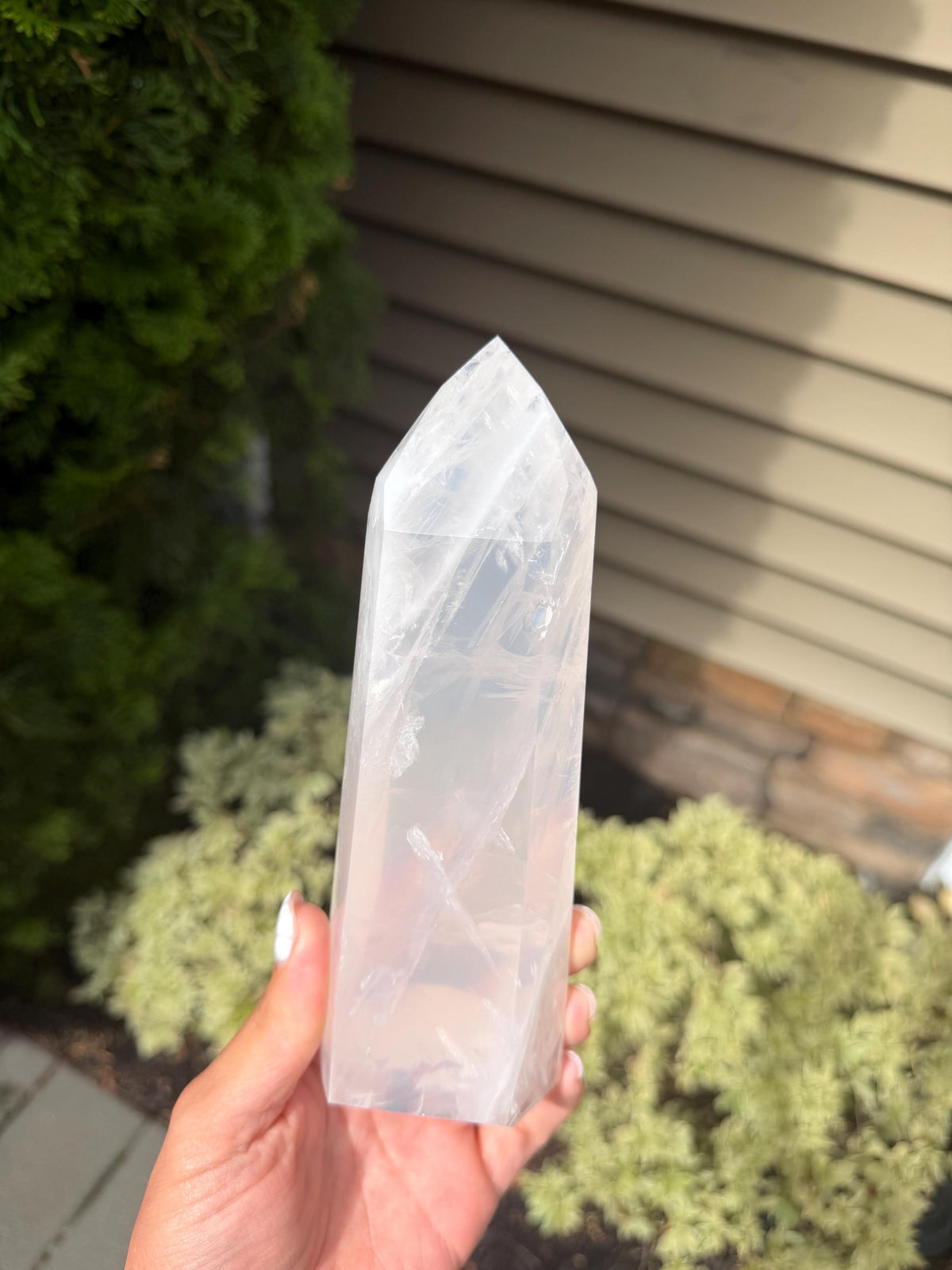 XL Girasol Quartz Crystal Tower • Milky Opalescent Glow • Polished Crystal Point