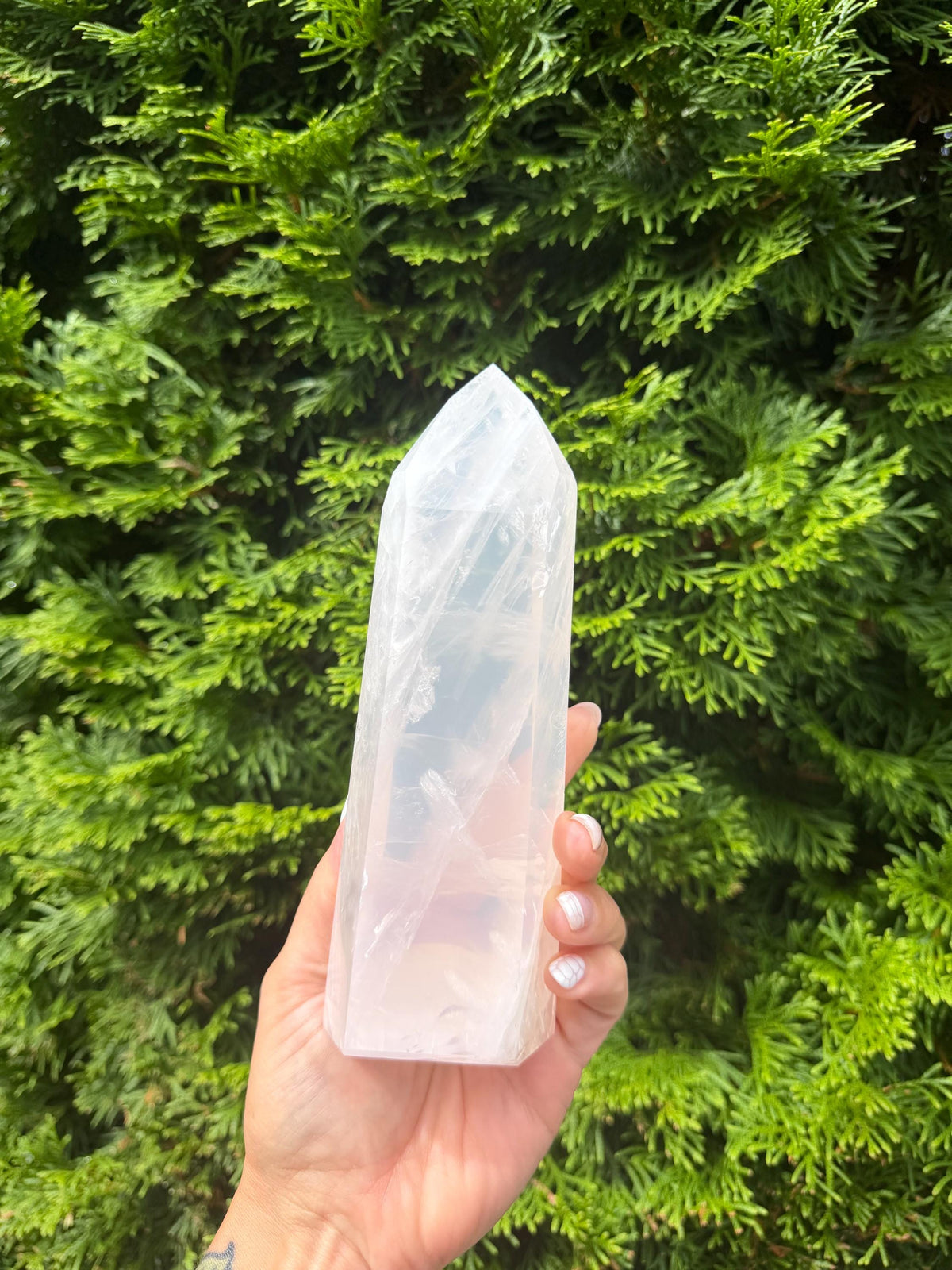 XL Girasol Quartz Crystal Tower • Milky Opalescent Glow • Polished Crystal Point