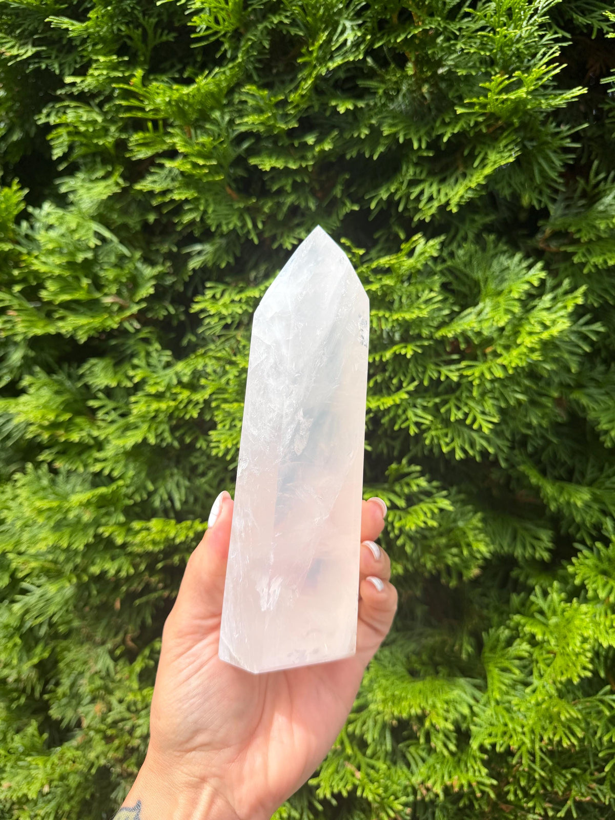 XL Girasol Quartz Crystal Tower • Milky Opalescent Glow • Polished Crystal Point