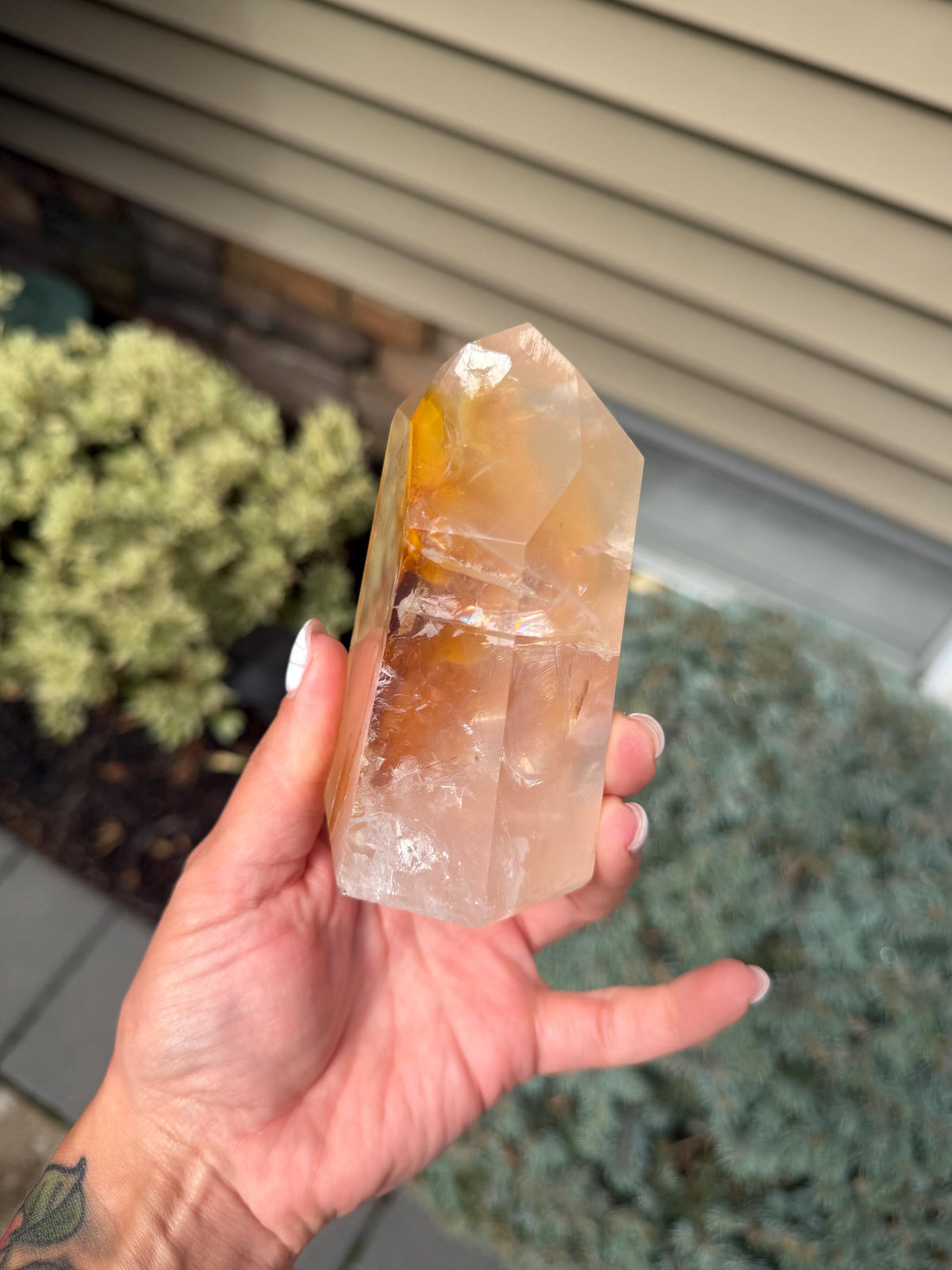 Golden Healer Tower from Brazil: Polished Quartz Point