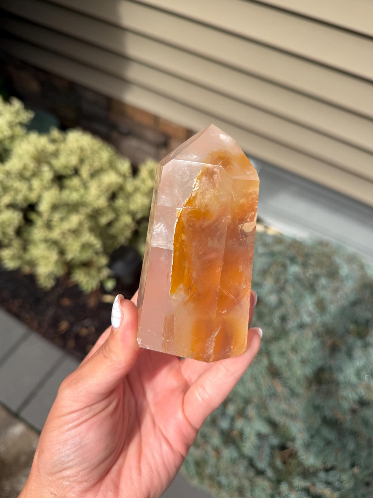 Golden Healer Tower from Brazil: Polished Quartz Point