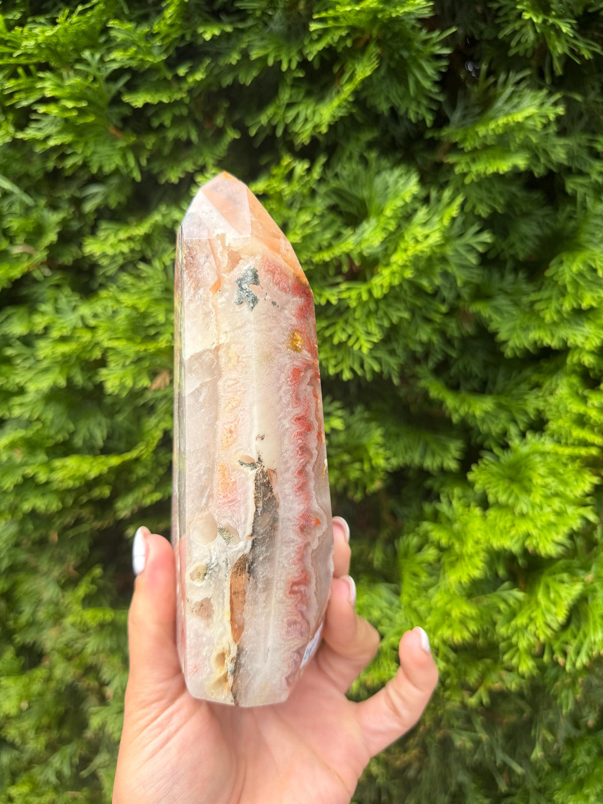 Dendritic Mosaic Quartz Tower with Pink Druzy