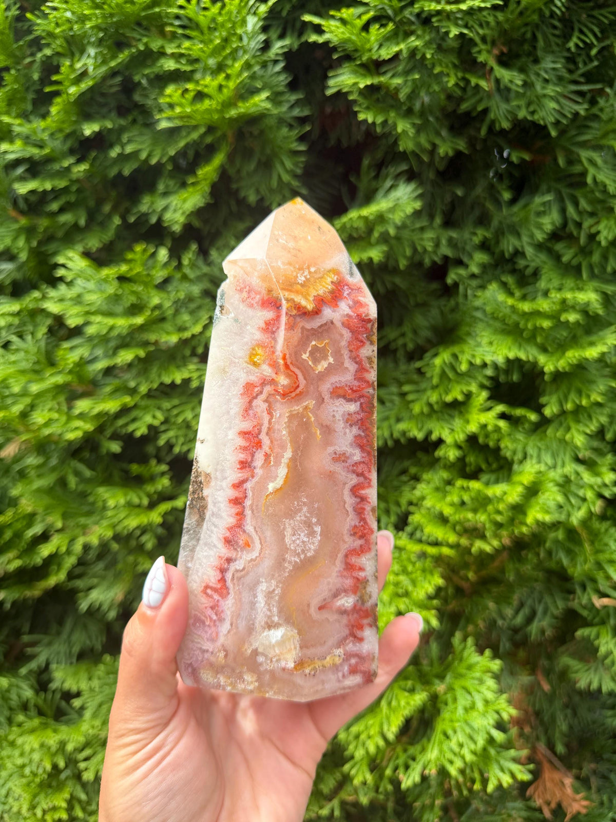 Dendritic Mosaic Quartz Tower with Pink Druzy
