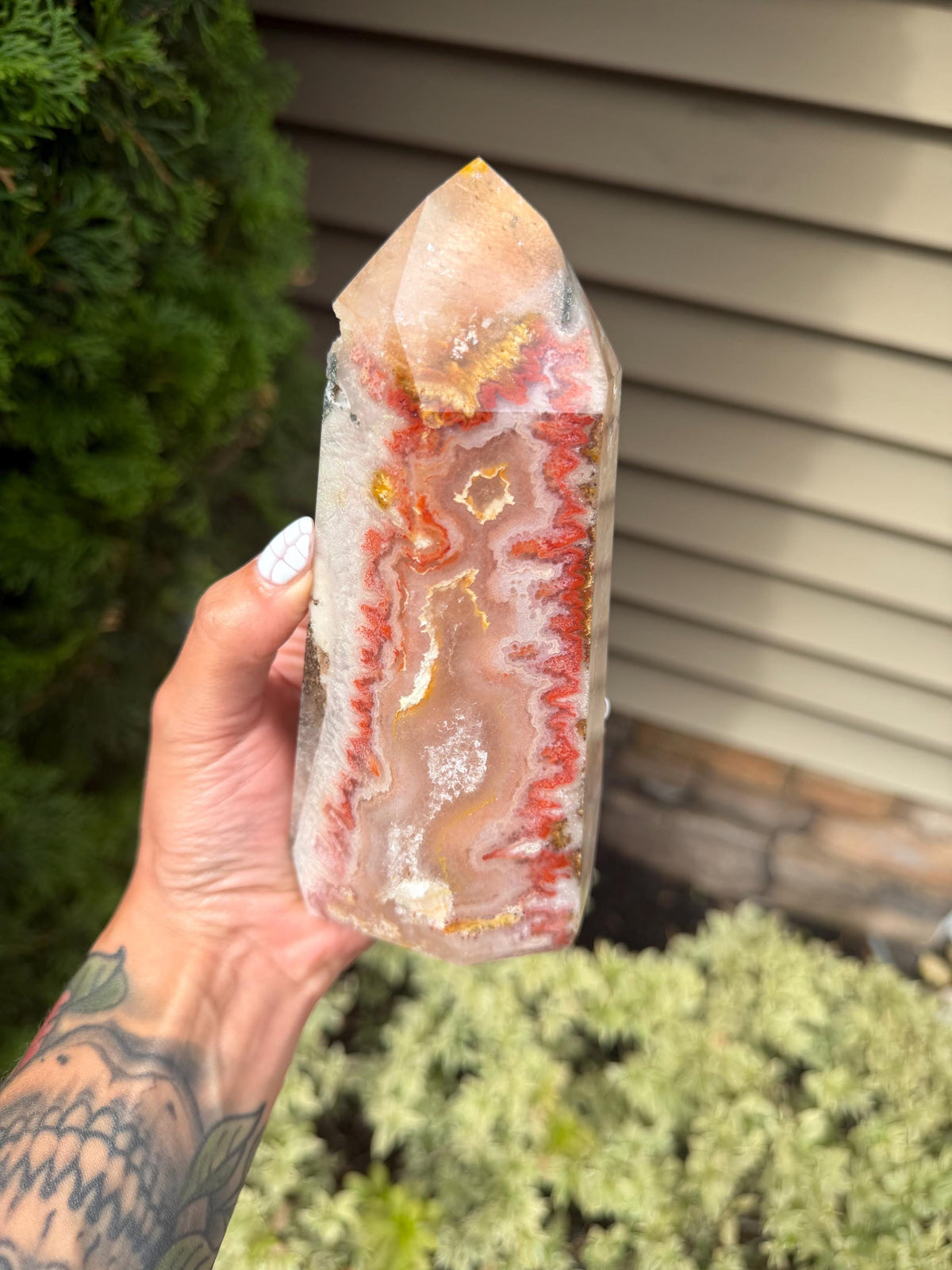 Dendritic Mosaic Quartz Tower with Pink Druzy