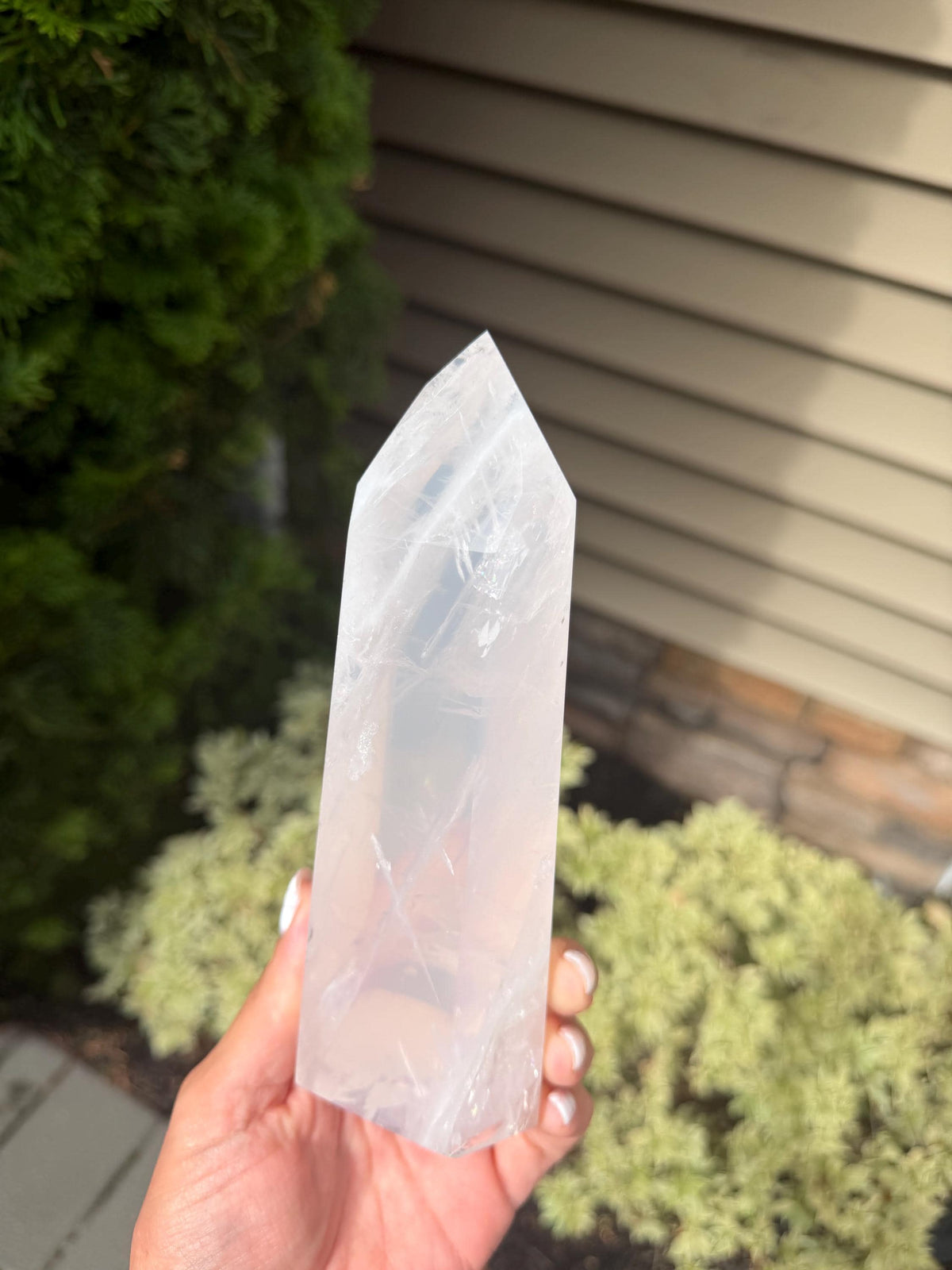 XL Girasol Quartz Crystal Tower • Milky Opalescent Glow • Polished Crystal Point