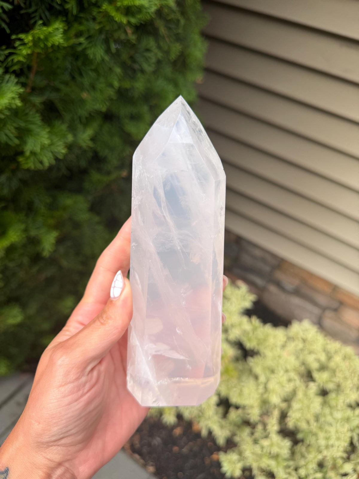 XL Girasol Quartz Crystal Tower • Milky Opalescent Glow • Polished Crystal Point