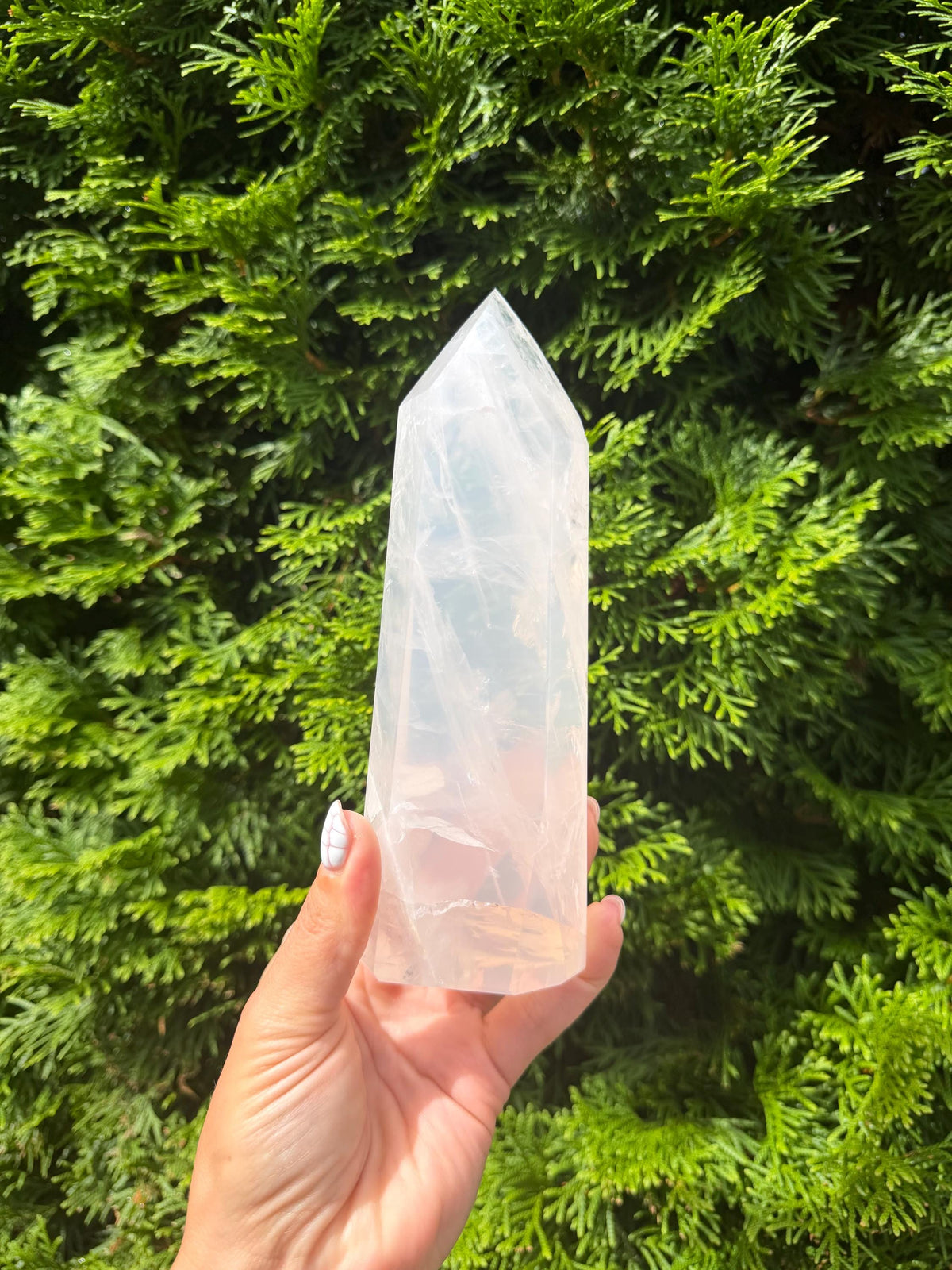 XL Girasol Quartz Crystal Tower • Milky Opalescent Glow • Polished Crystal Point