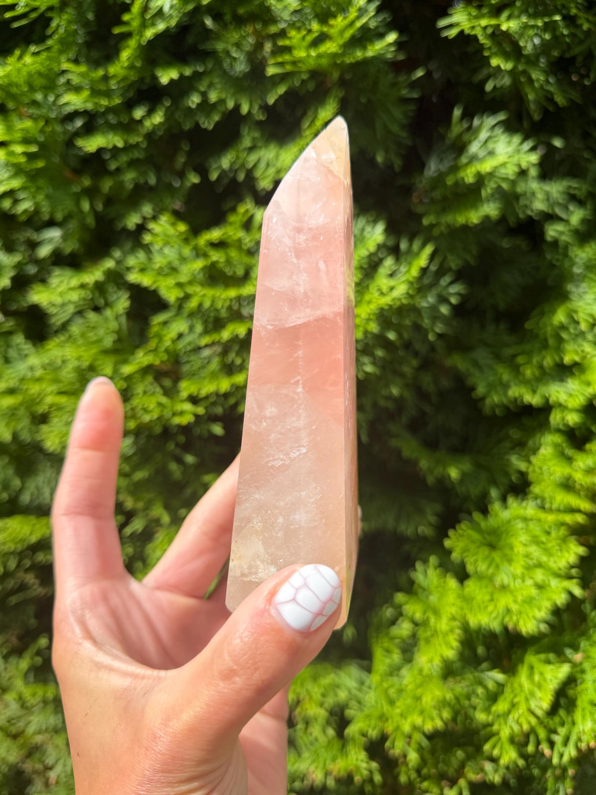 Rose Quartz & Golden Healer Tower from Brazil: Polished Quartz Point